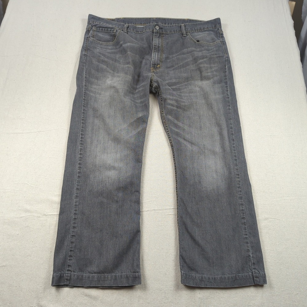 Levis Jeans Mens 44x28* Gray 527‎ Boot Cut Western Cowboy Faded Hemmed